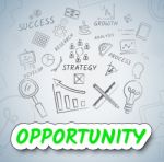 Opportunity Ideas Shows Planning Possibility And Choose Stock Photo