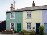Row Of Colourful Houses In Southwold Stock Photo