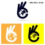 Creative Hand And World Map Abstract Logo Design Stock Photo