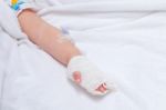 Closeup Of A Patient Hand With Disposable Infusion Stock Photo