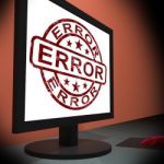 Error On Monitor Showing Mistakes Stock Photo