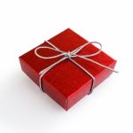 Red Christmas Gift Box Stock Photo