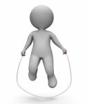 Skipping Characters Shows Jumping Rope And Exercise 3d Rendering Stock Photo