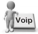 Voip Button With Character  Means Voice Over Internet Protocol Stock Photo