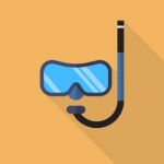 Diving Mask With Snorkel Flat Icon Stock Photo