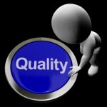 Quality Button Represents Excellent Service Or Products Stock Photo