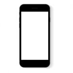 Black Flat Phone White Screen,  Drawing Modern Smart Phone Design Stock Photo