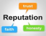 Reputation Words Shows Believe In And Faith Stock Photo