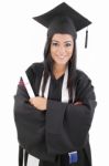 Graduation Woman Portrait Smiling And Looking Happy Stock Photo