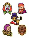Circus Performers And Freaks Mascot Collection Stock Photo