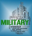 Military Word Shows Armed Forces And Army Stock Photo