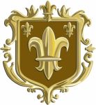 Fleur De Lis Coat Of Arms Gold Crest Retro Stock Photo