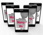 Marry Me Sign Shows Marriage Proposal And Engagement Stock Photo