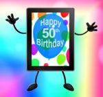 Multicolored Balloons For Celebrating A 50th Or Fiftieth Birthday Stock Photo