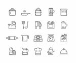 Simple Set Of Kitchen Tools  Thin Line Icons Stock Photo