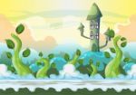 Cartoon  Heaven Landscape With Separated Layers For Game And Animation Stock Photo