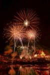 New Year Fireworks At The Royal Park Rajapruek In Chiang Mai Stock Photo