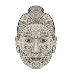 Maori Face With Moko Facial Tattoo Stock Photo