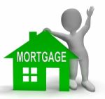 Mortgage House Shows Paying Off Property Debt Stock Photo