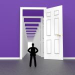 Silhouette Man Indicates Door Frames And Adult Stock Photo
