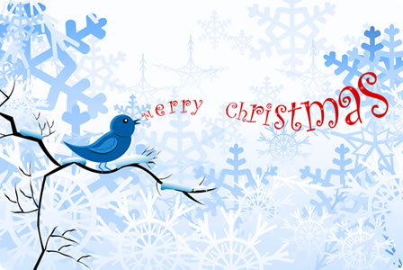 A blue bird singing Merry Christmas stock photo