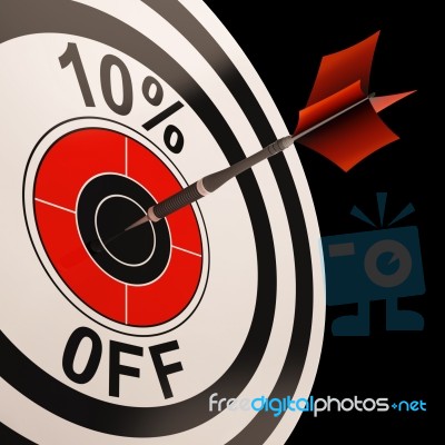 10 Percent Off Shows Percentage Reduction On Price Stock Image