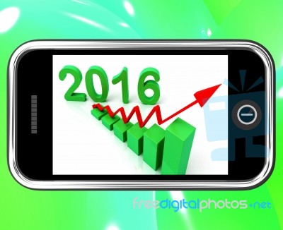 2016 Statistics On Smartphone Showing Expected Growth Stock Image