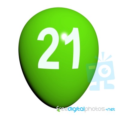 21 Balloon Shows Twenty-first Happy Birthday Celebration Stock Image