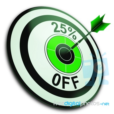 25 Percent Off Shows Reduction In Price Stock Image