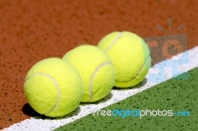 3 Tennis Balls Stock Photo