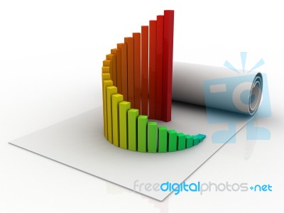 3d Business Graph And Documents Stock Image