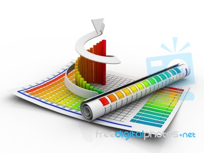 3d Business Growth Graph Stock Image