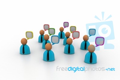 3d Business People Icon With Speech Bubbles Stock Image