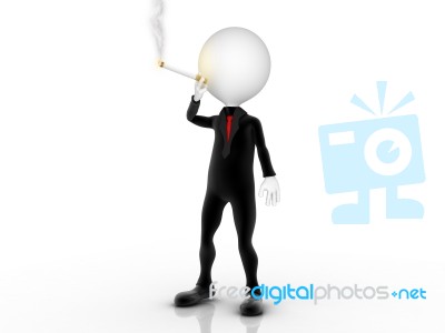 3d Businessman Smoker Puffing Cigarette Stock Image
