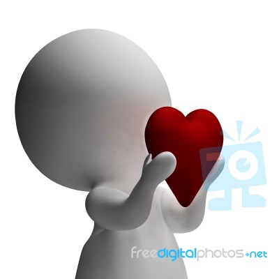 3d Character Holding Heart Showing Love And Valentines Stock Image