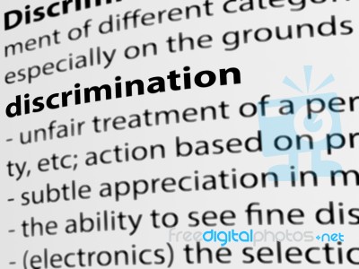 3d, Definition Of The Word Discrimination On White Paper Stock Image