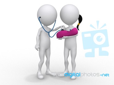 3D Doctor With Patient Stock Image