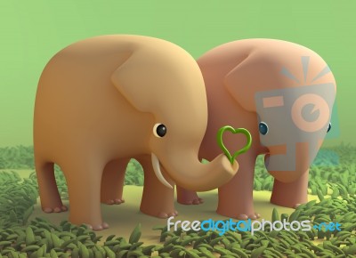 3D Elephant In Love Stock Image