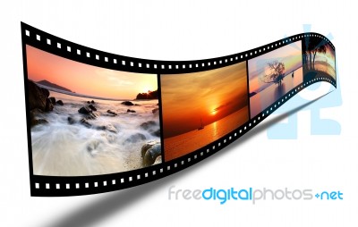 3D Film Strip With Pictures Stock Photo