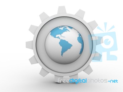 3d Gear With Earth Stock Image