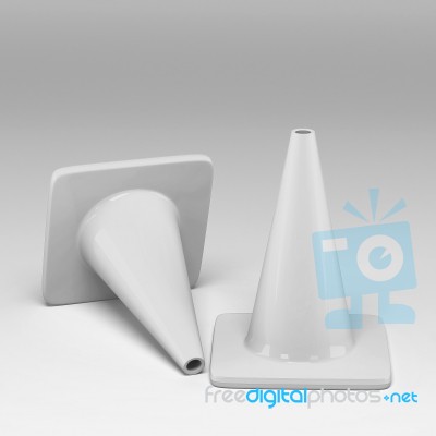 3d Group Traffic Cone On White Background Stock Image
