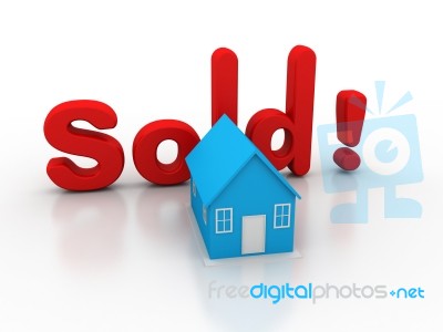 3d House With Text Sold Stock Image