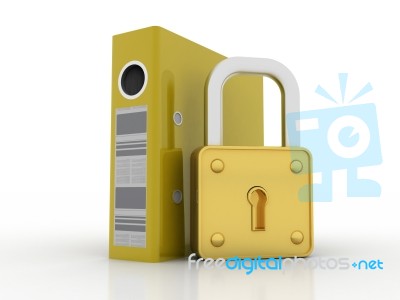 3d Illustration Of Files Locked Stock Image