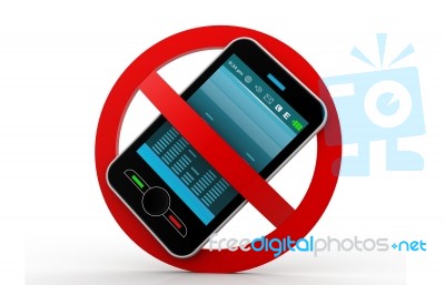 3d Illustration Of No Cell Phone Sign Stock Image