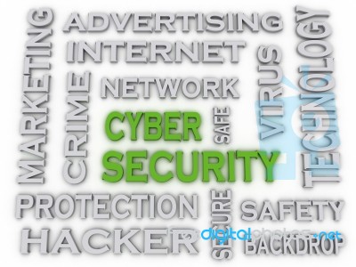 3d Image Cyber Security  Issues Concept Word Cloud Background Stock Image