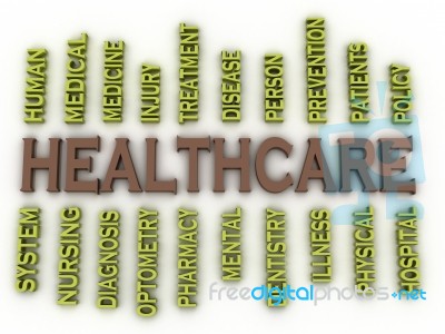 3d Image Healthcare Issues Concept Word Cloud Background Stock Image