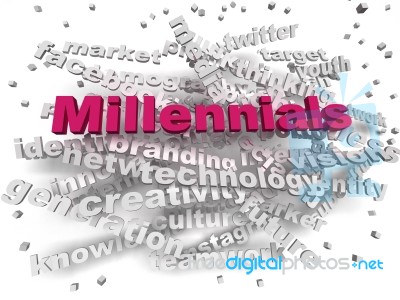 3d Image Millennials Word Cloud Concept Stock Image