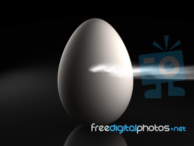 3d Image Of A Egg Getting Broken By A Light Stock Image
