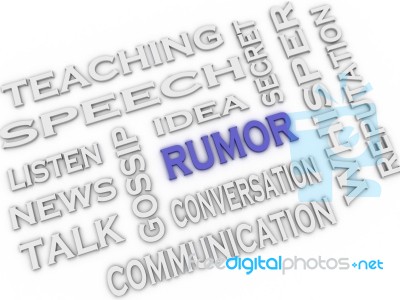 3d Image Rumor Issues Concept Word Cloud Background Stock Image