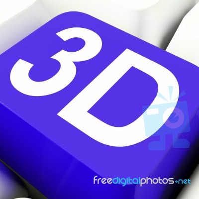 3d Key Shows Three Dimensional Or Dimensions Stock Image